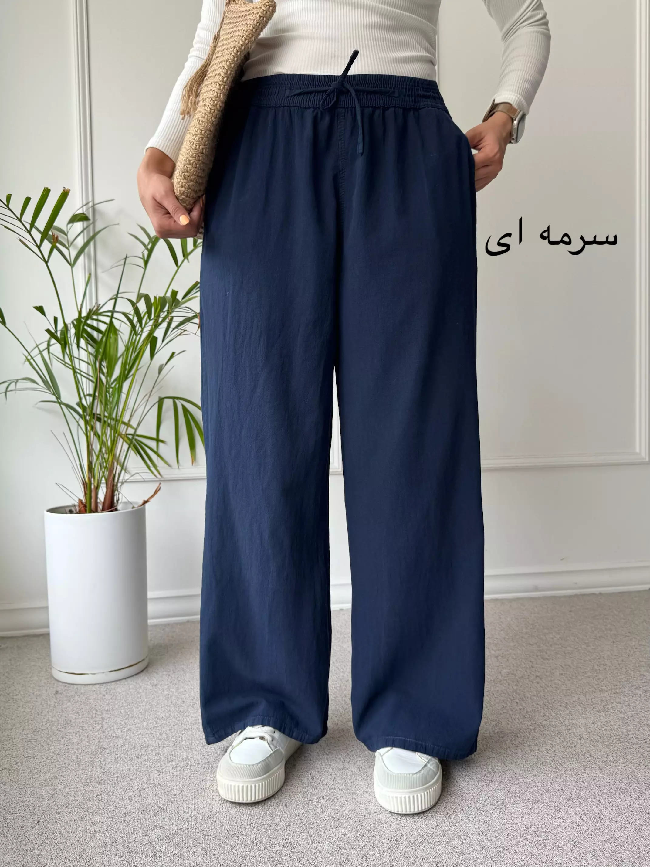 شلوار زنانه لینن نیم بگ ( دارای ایراد جزئی)